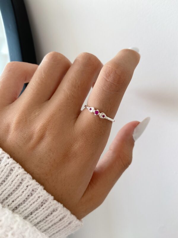 Anel Coração Duplo Rosa - Image 4