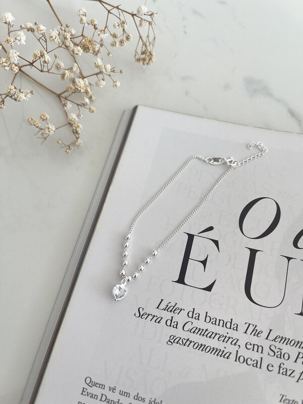Pulseira bolinhas e pingente coração